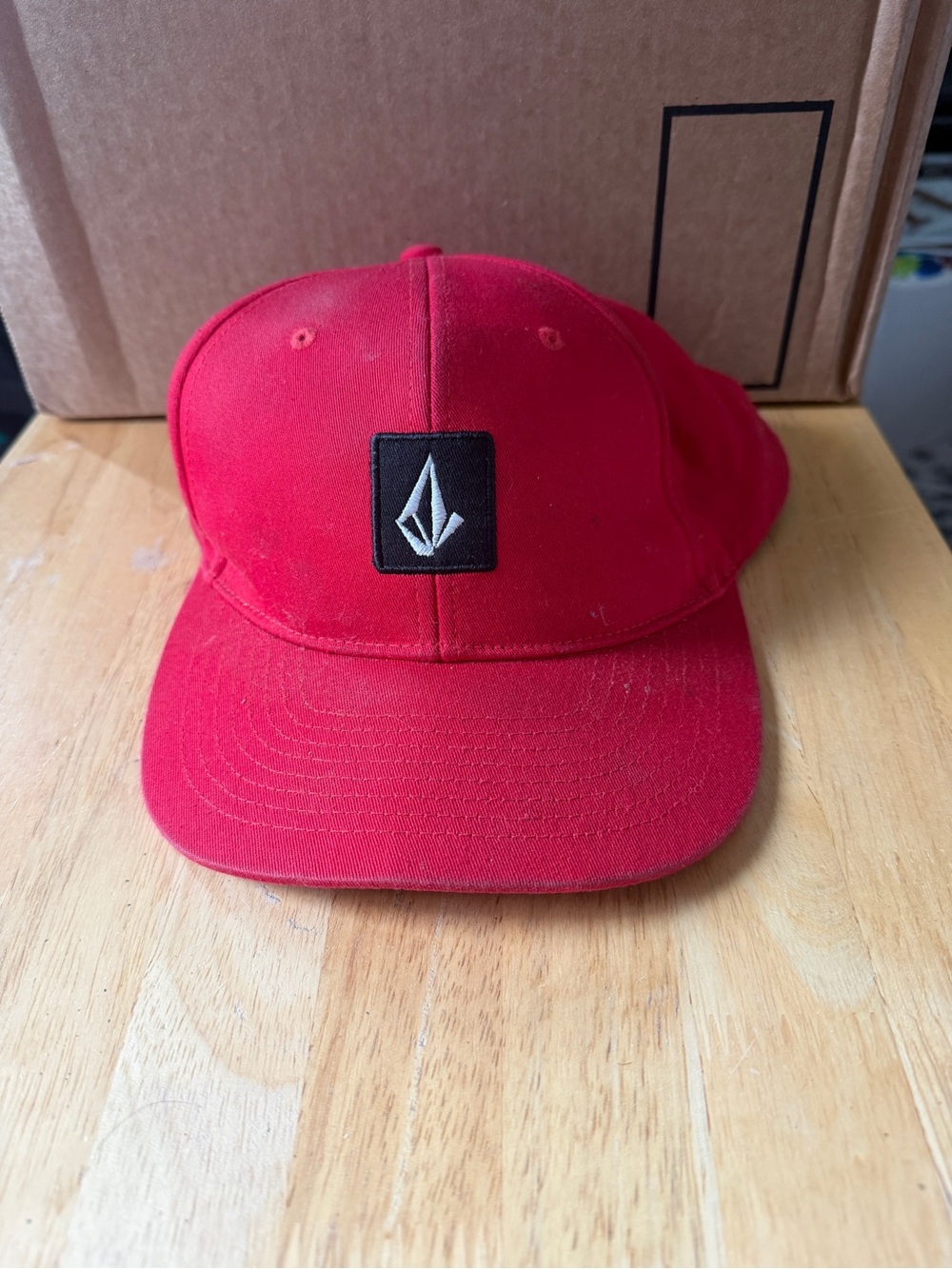 Volcom Red Cap with Black Logo Patch